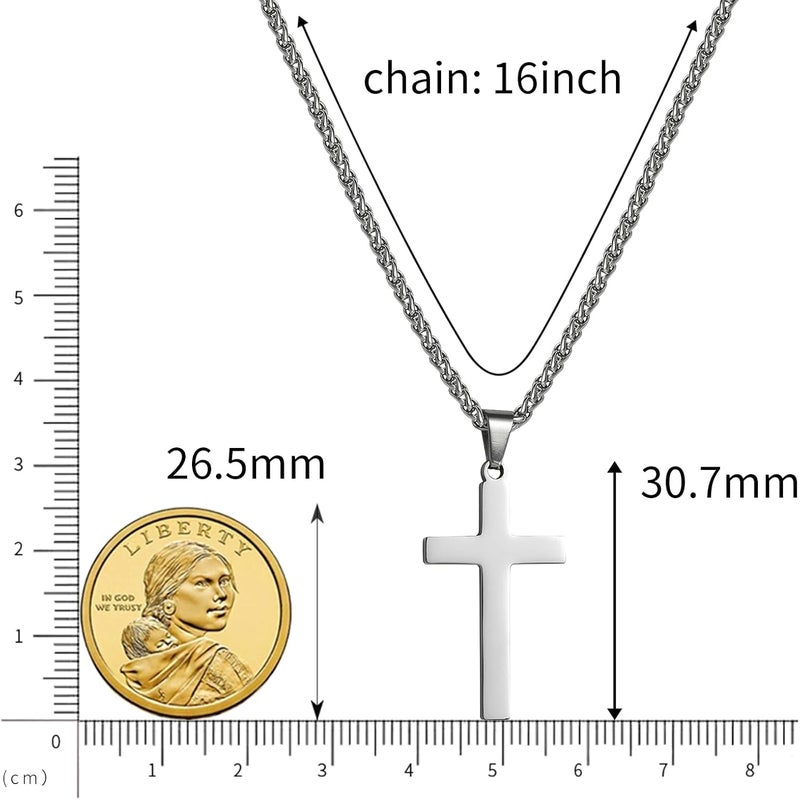 RS Cross Necklace for Men Boys Women 16-24 Inches Stainless Steel Cross Pendant Chain Religious Gift - Image 5